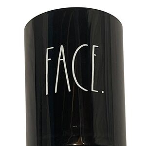 Rae Dunn FACE Black Ceramic Makeup Brush Holder Vanity Cup Organizer NWT